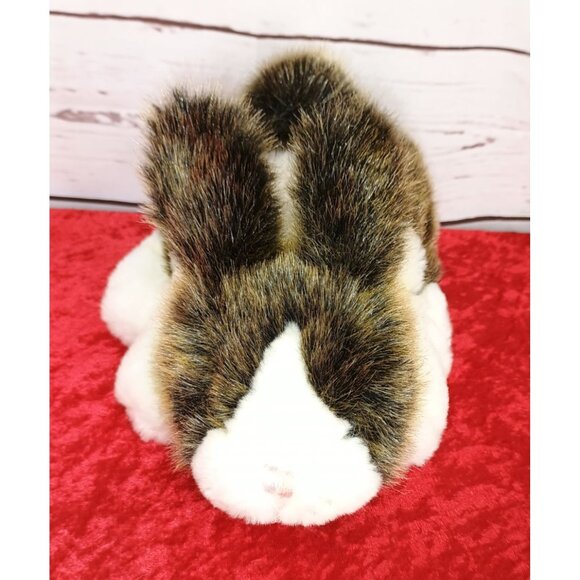Realistic Plush Brown White Bunny Rabbit Hand Puppet - Picture 2 of 7